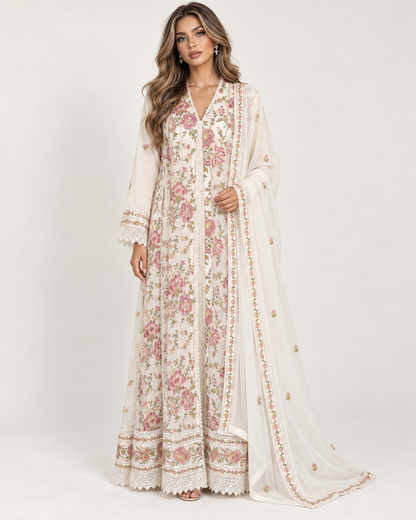Flora Grace Ivory Floral Fustan