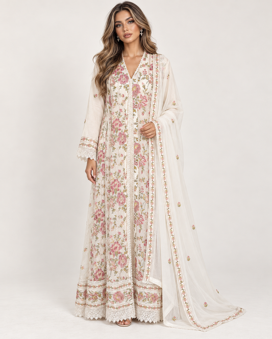 Flora Grace Ivory Floral Fustan