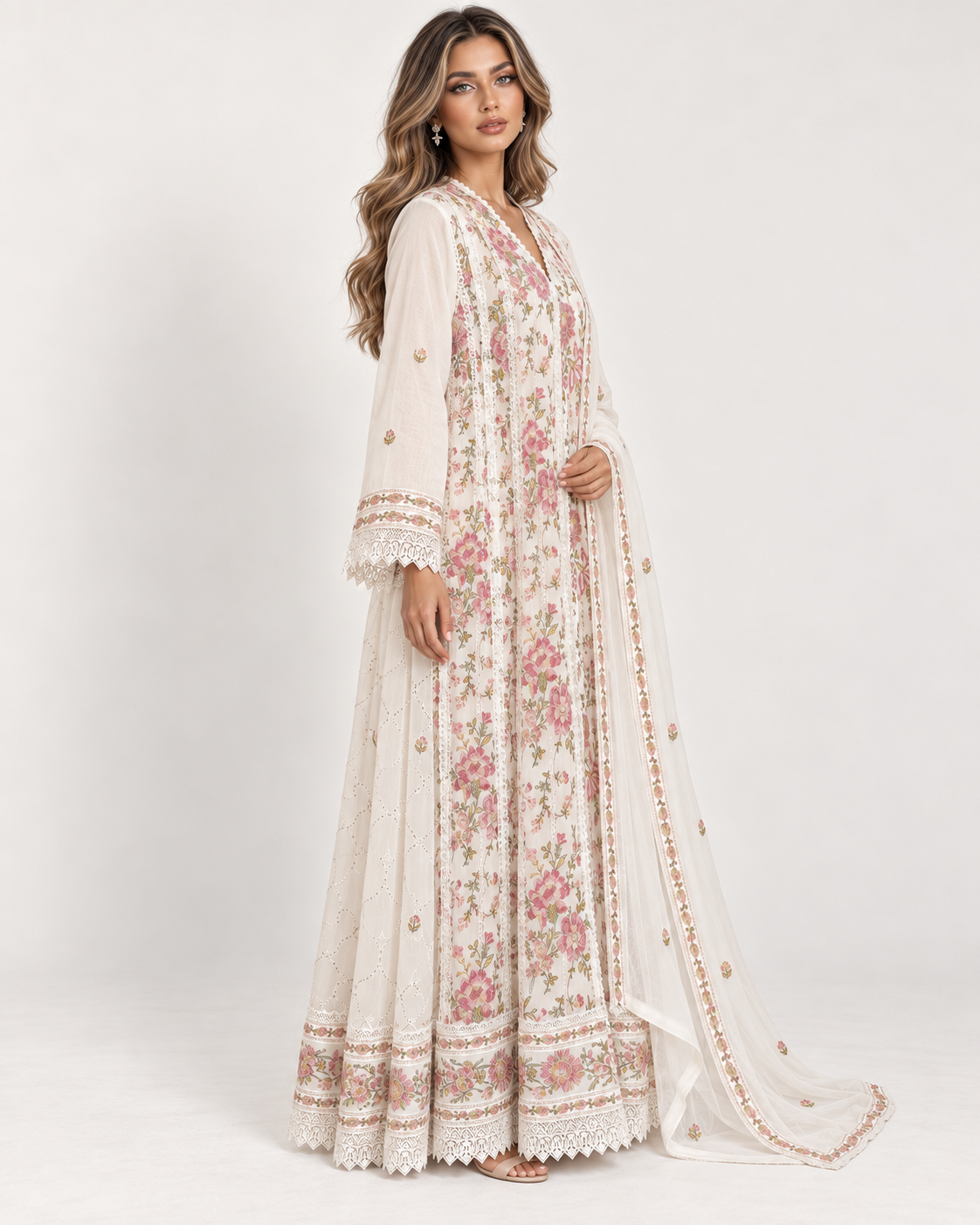 Flora Grace Ivory Floral Fustan