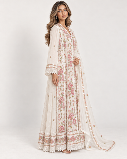 Flora Grace Ivory Floral Fustan