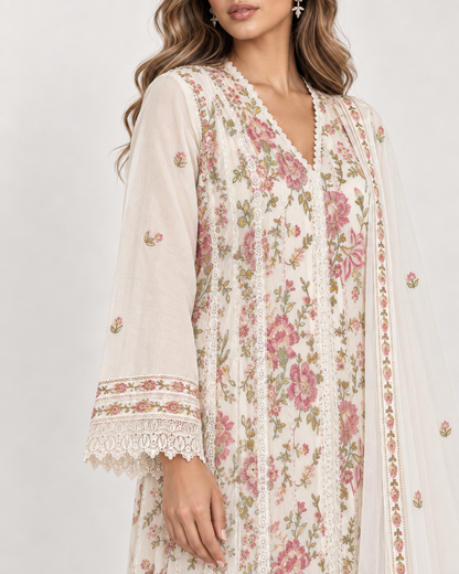 Flora Grace Ivory Floral Fustan