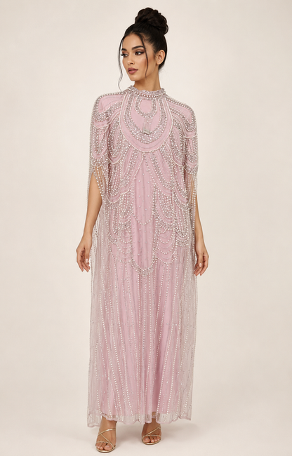Durrah Blush Pearl Heavy Cashmere Kaftan