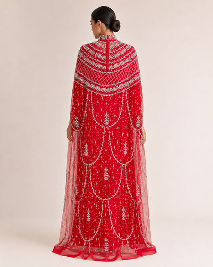 Yaqut Crimson Crystal Heavy Cashmere Kaftan