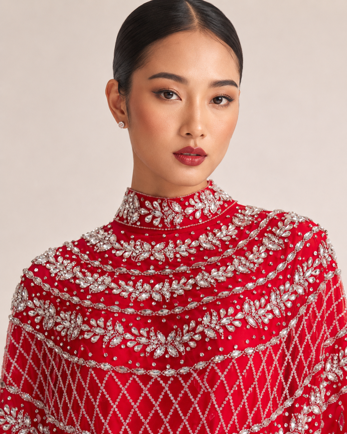 Yaqut Crimson Crystal Heavy Cashmere Kaftan