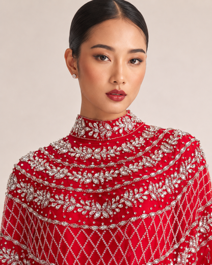 Yaqut Crimson Crystal Heavy Cashmere Kaftan