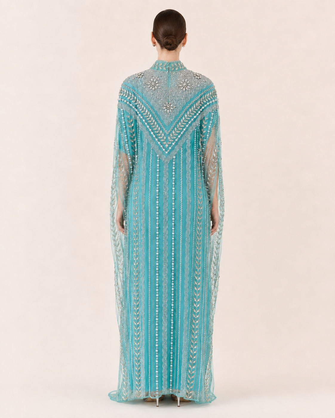 Fayrouz Pearl Crystal Heavy Cashmere Kaftan