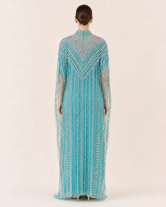 Fayrouz Pearl Crystal Heavy Cashmere Kaftan