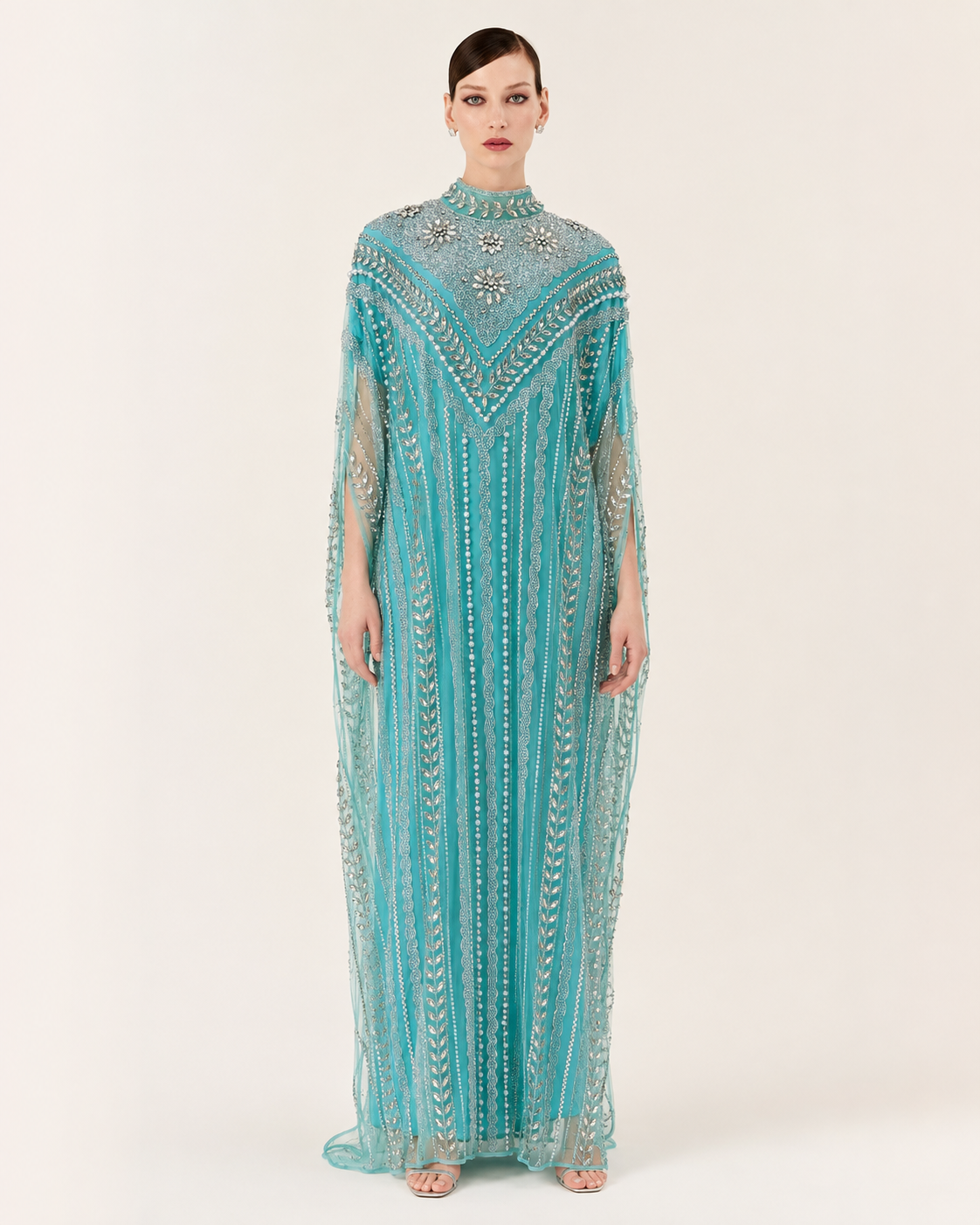 Fayrouz Pearl Crystal Heavy Cashmere Kaftan