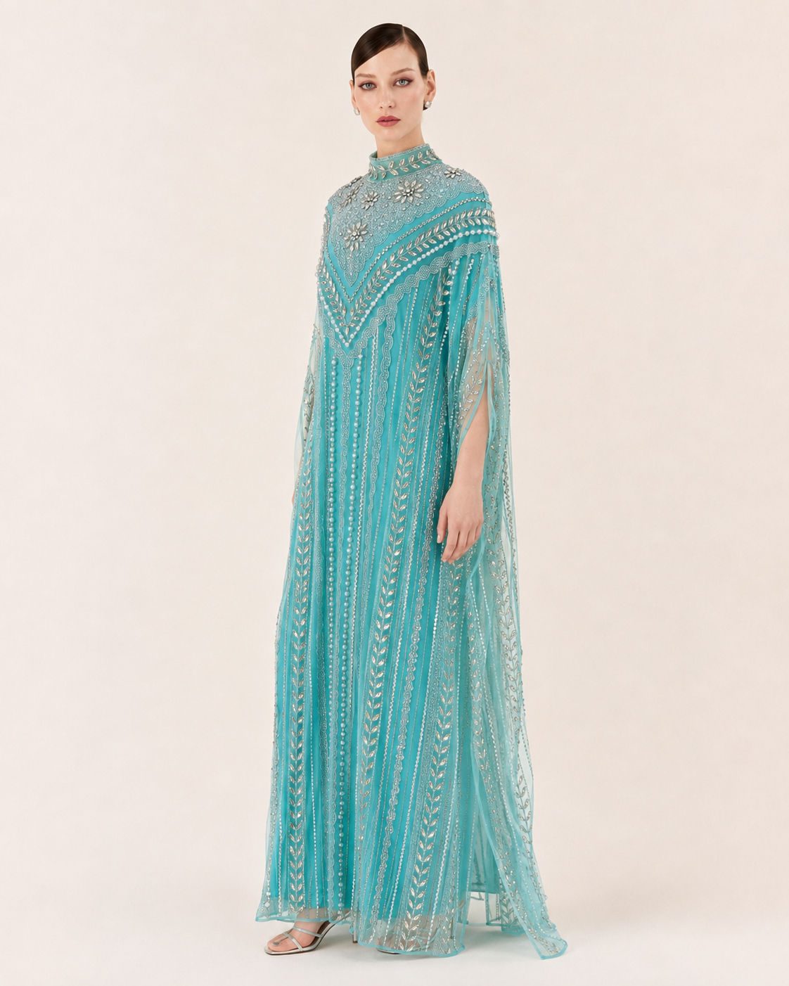 Fayrouz Pearl Crystal Heavy Cashmere Kaftan